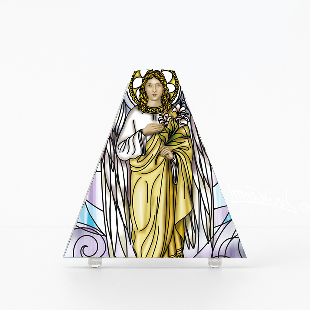 "Triángulo de Fe Arcángel Gabriel 3D – Archangel Gabriel faith triangle religious art"