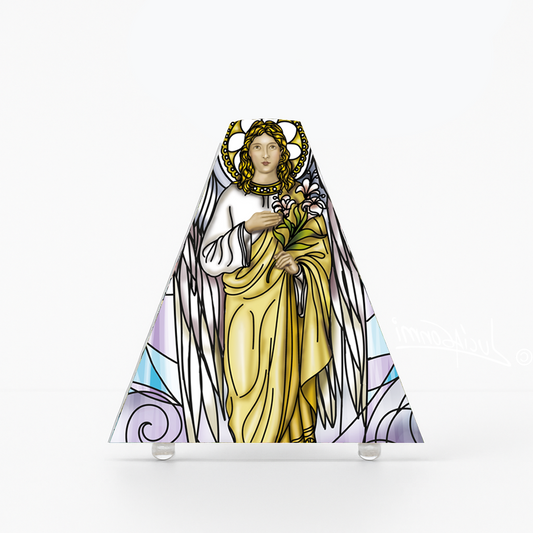 "Triángulo de Fe Arcángel Gabriel 3D – Archangel Gabriel faith triangle religious art"