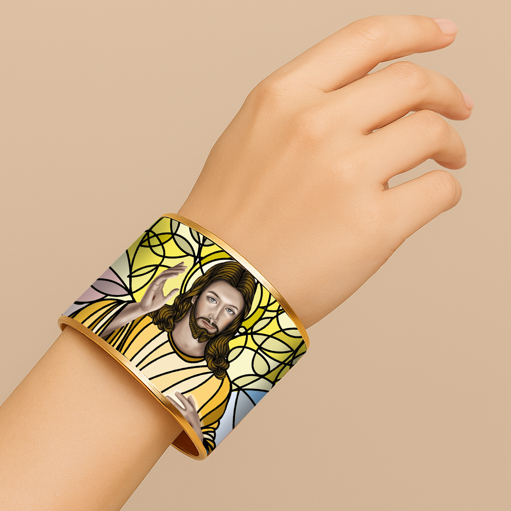Divine Mercy Jesus Faith Bracelet | Brazalete de Fe Jesús de la Divina Misericordia | Gold & Silver Devotional Jewelry by Lucía Gonmi
