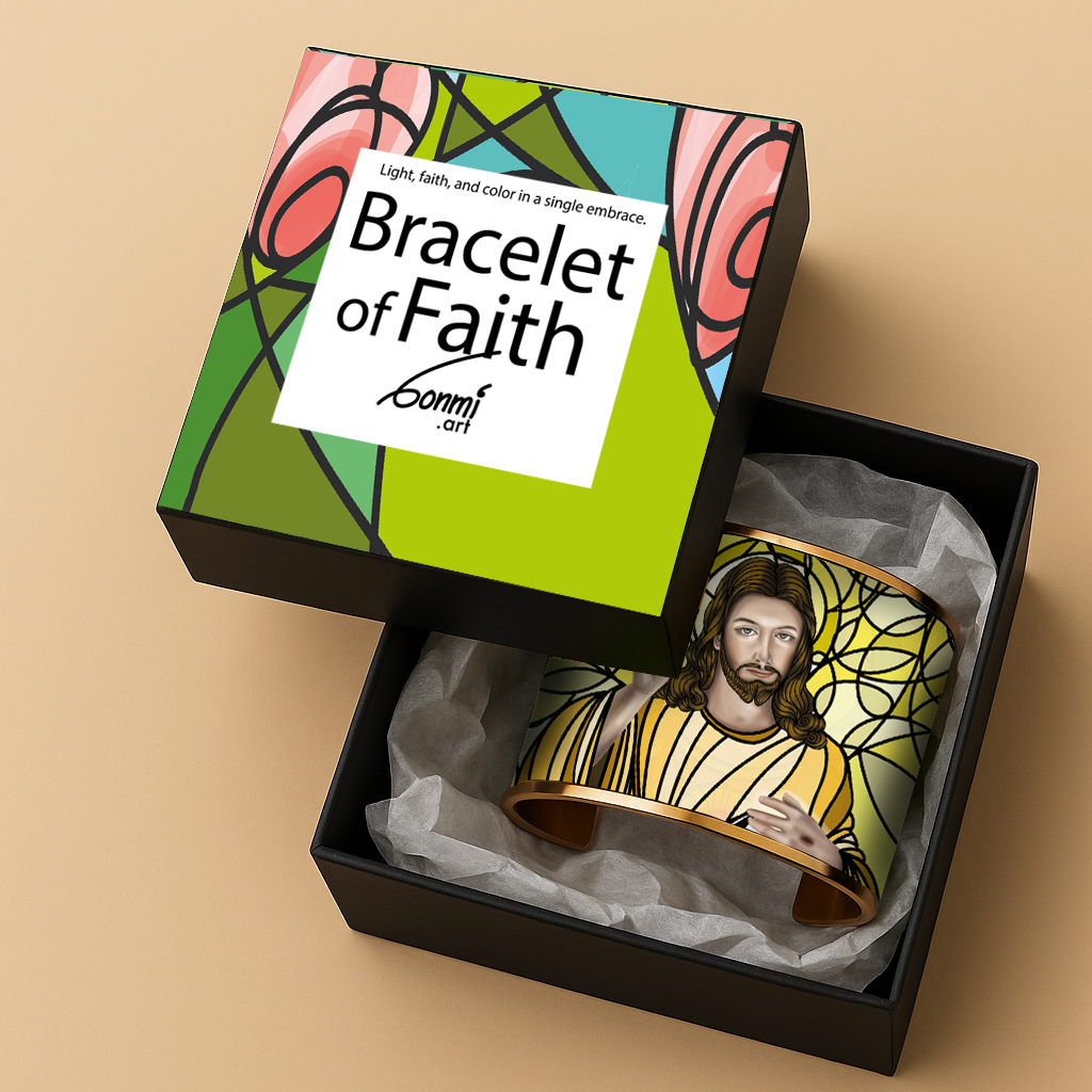 Divine Mercy Jesus Faith Bracelet | Brazalete de Fe Jesús de la Divina Misericordia | Gold & Silver Devotional Jewelry by Lucía Gonmi
