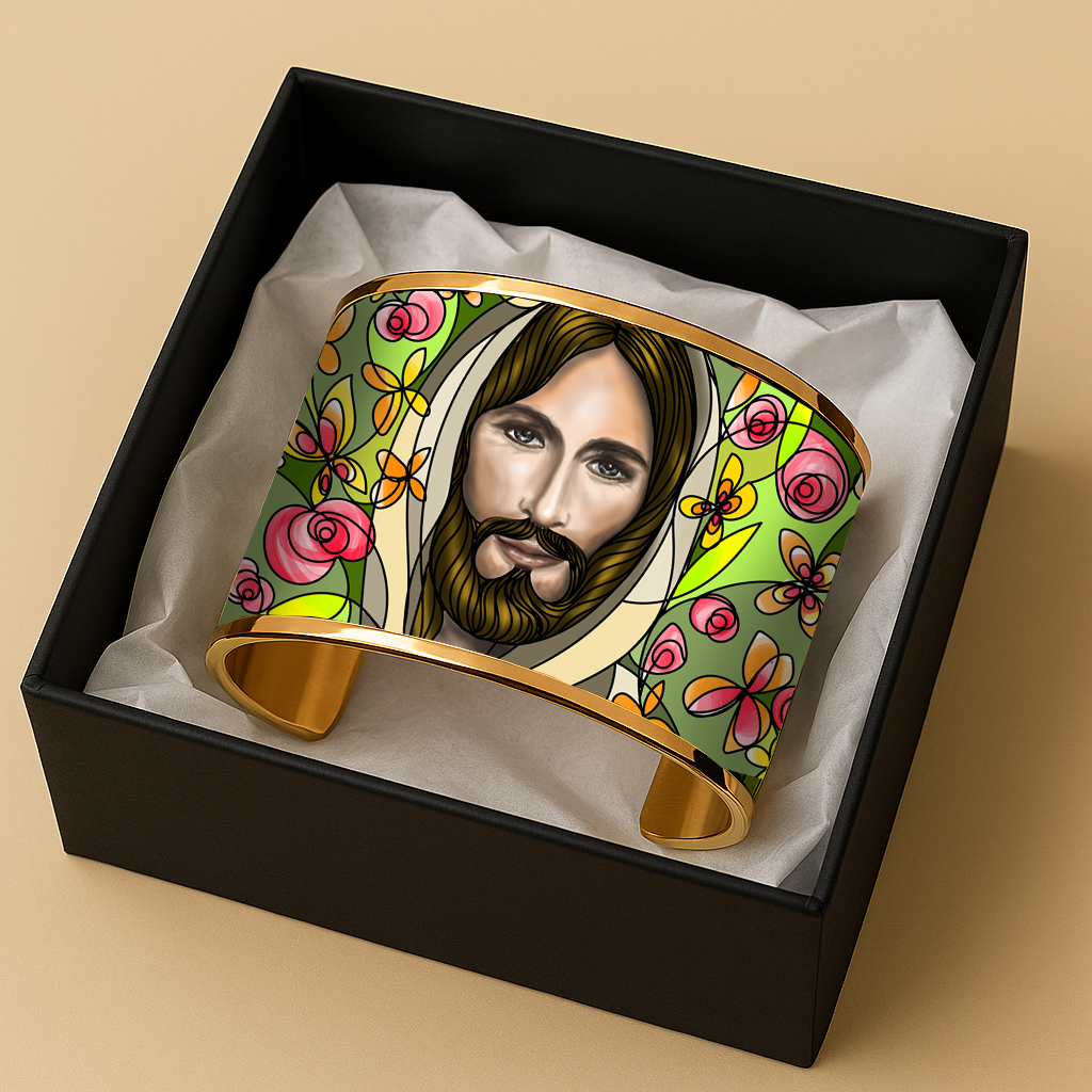 Jesus of Emmaus Faith Bracelet | Brazalete de Fe Jesús de Emaús | Gold & Silver Devotional Jewelry by Lucía Gonmi