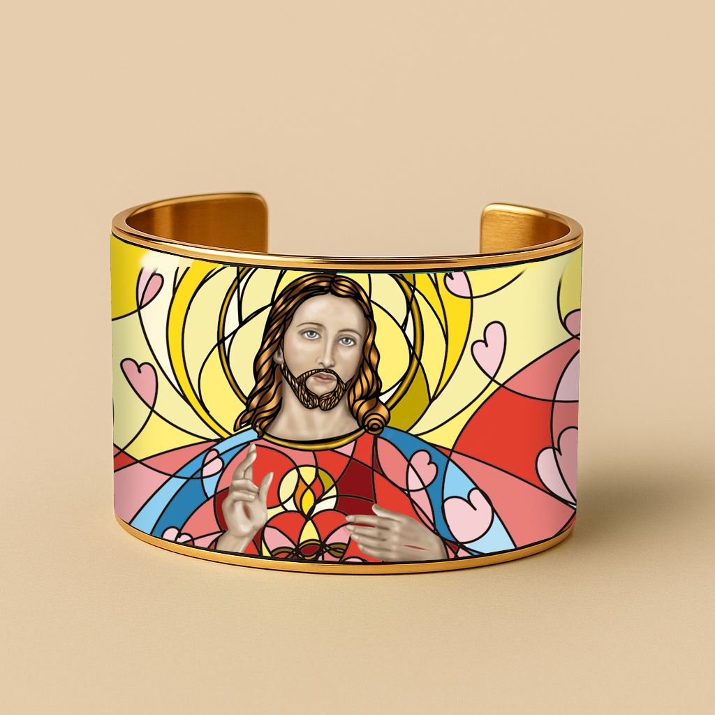 Sacred Heart of Jesus Faith Bracelet | Brazalete de Fe Sagrado Corazón de Jesús | Gold & Silver Devotional Jewelry by Lucía Gonmi