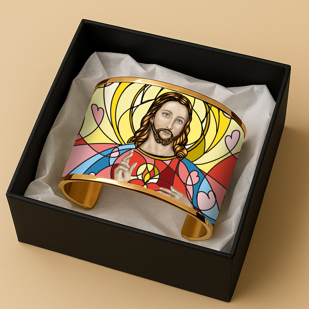 Sacred Heart of Jesus Faith Bracelet | Brazalete de Fe Sagrado Corazón de Jesús | Gold & Silver Devotional Jewelry by Lucía Gonmi