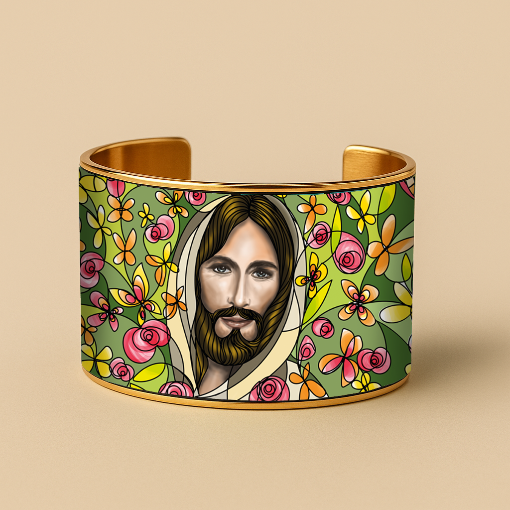 Jesus of Emmaus Faith Bracelet | Brazalete de Fe Jesús de Emaús | Gold & Silver Devotional Jewelry by Lucía Gonmi