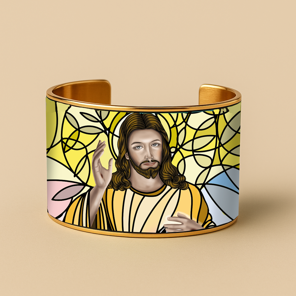 Divine Mercy Jesus Faith Bracelet | Brazalete de Fe Jesús de la Divina Misericordia | Gold & Silver Devotional Jewelry by Lucía Gonmi