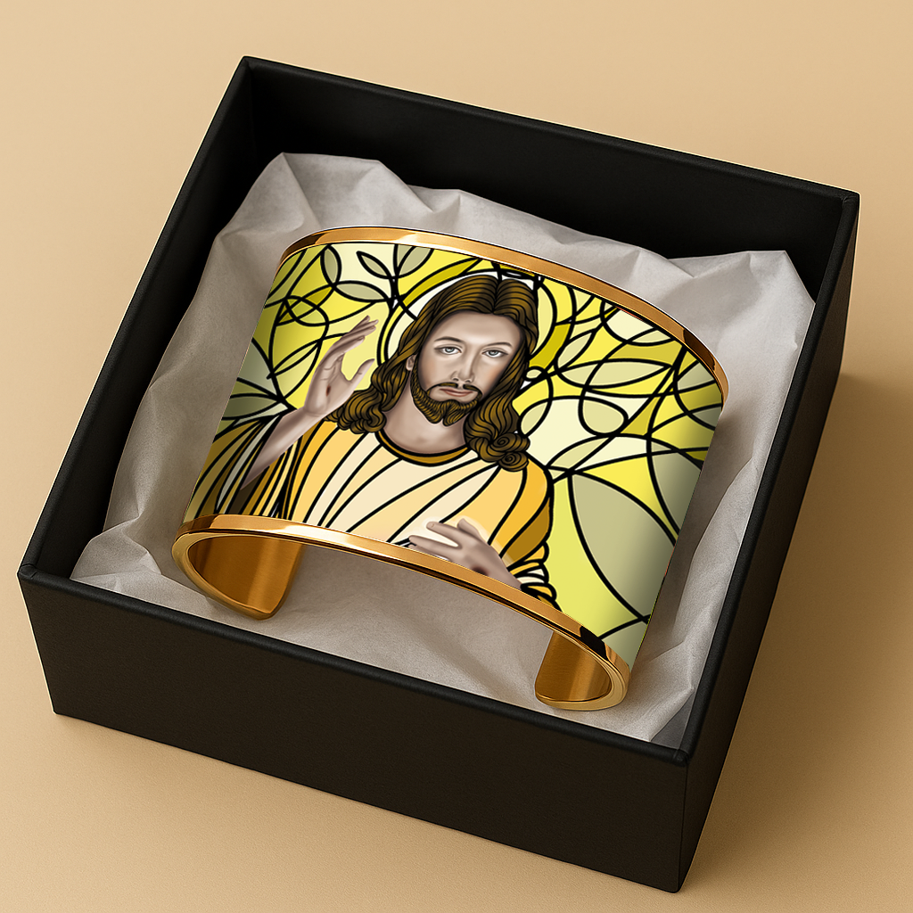 Divine Mercy Jesus Faith Bracelet | Brazalete de Fe Jesús de la Divina Misericordia | Gold & Silver Devotional Jewelry by Lucía Gonmi