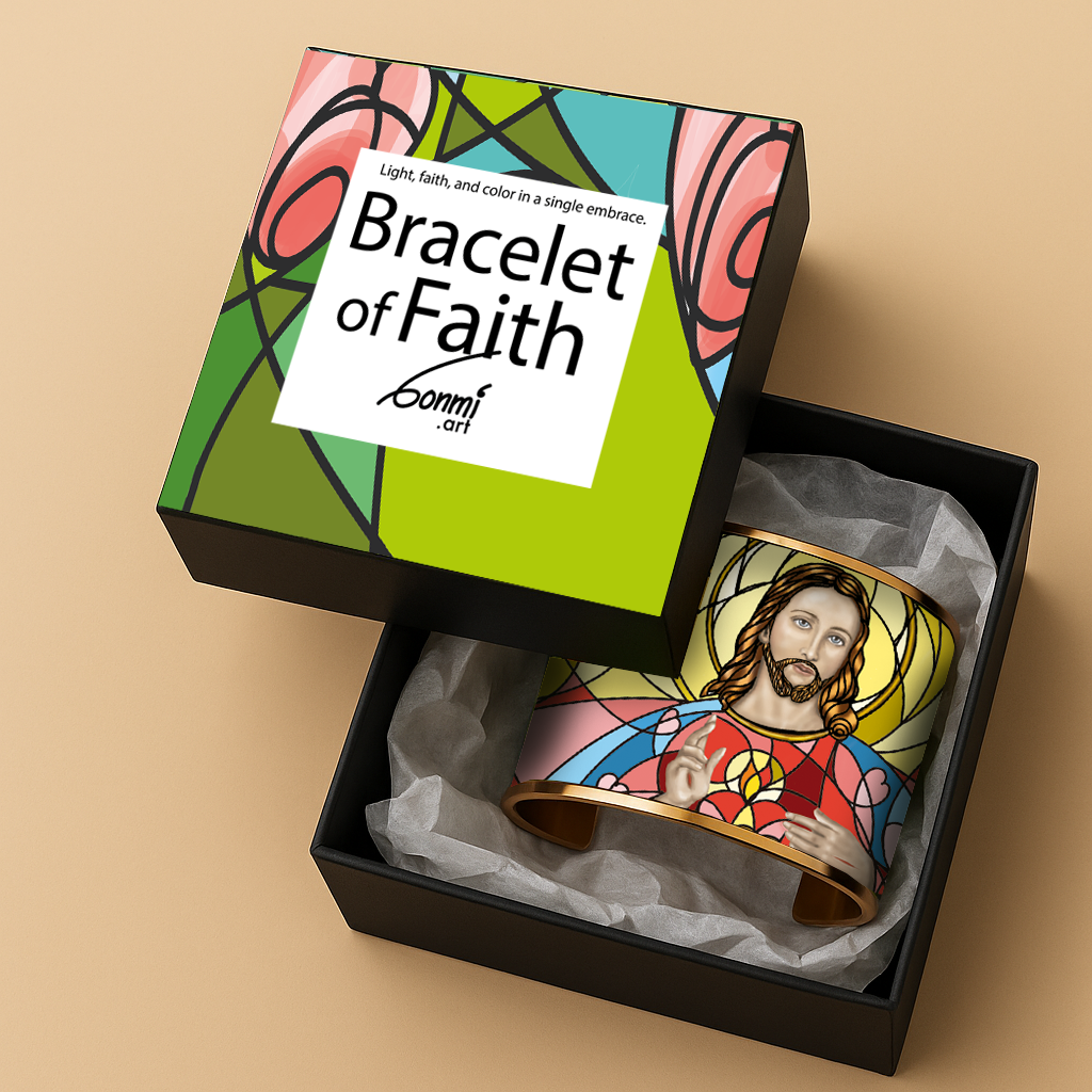 Sacred Heart of Jesus Faith Bracelet | Brazalete de Fe Sagrado Corazón de Jesús | Gold & Silver Devotional Jewelry by Lucía Gonmi