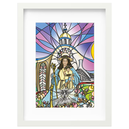 Divina Pastora framed print Design 1 | Cuadro Divina Pastora con marco religioso – Devotional Catholic art by Lucía Gonmi