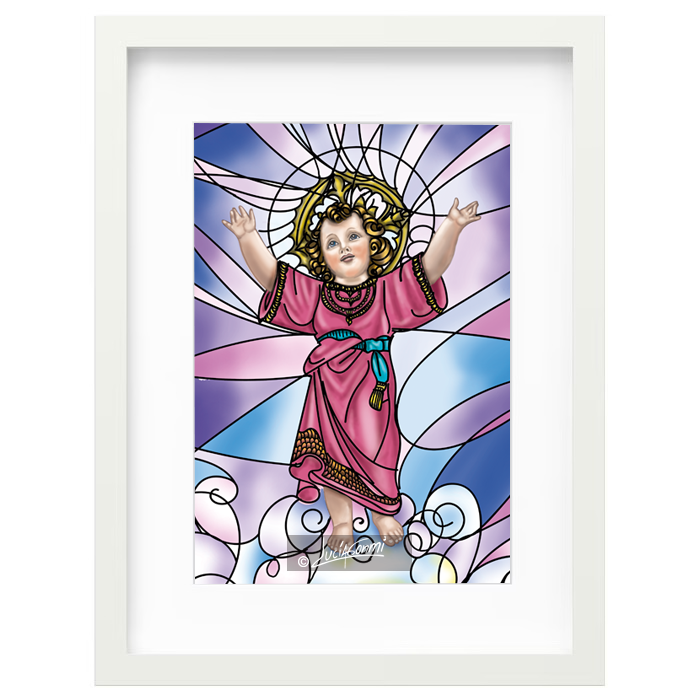 Divine Child Jesus framed print | Cuadro Divino Niño con marco religioso – Devotional Catholic art by Lucía Gonmi