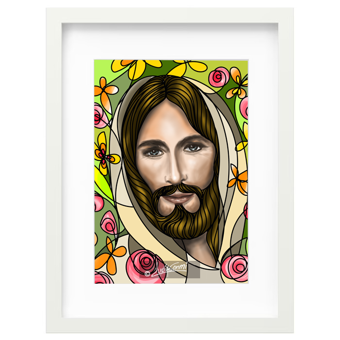 Jesus of Emmaus framed print | Cuadro Jesús de Emaús con marco religioso – Devotional Catholic art by Lucía Gonmi