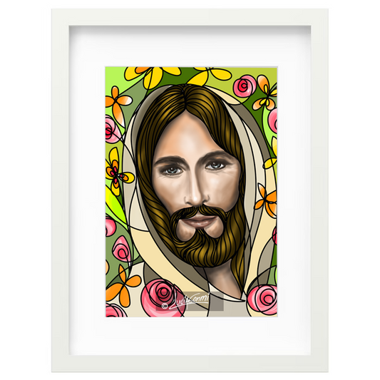Jesus of Emmaus framed print | Cuadro Jesús de Emaús con marco religioso – Devotional Catholic art by Lucía Gonmi