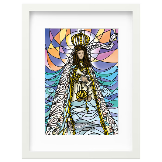 Our Lady of the Valley framed print | Cuadro Virgen del Valle Modelo 3 con marco religioso – Devotional Catholic art by Lucía Gonmi