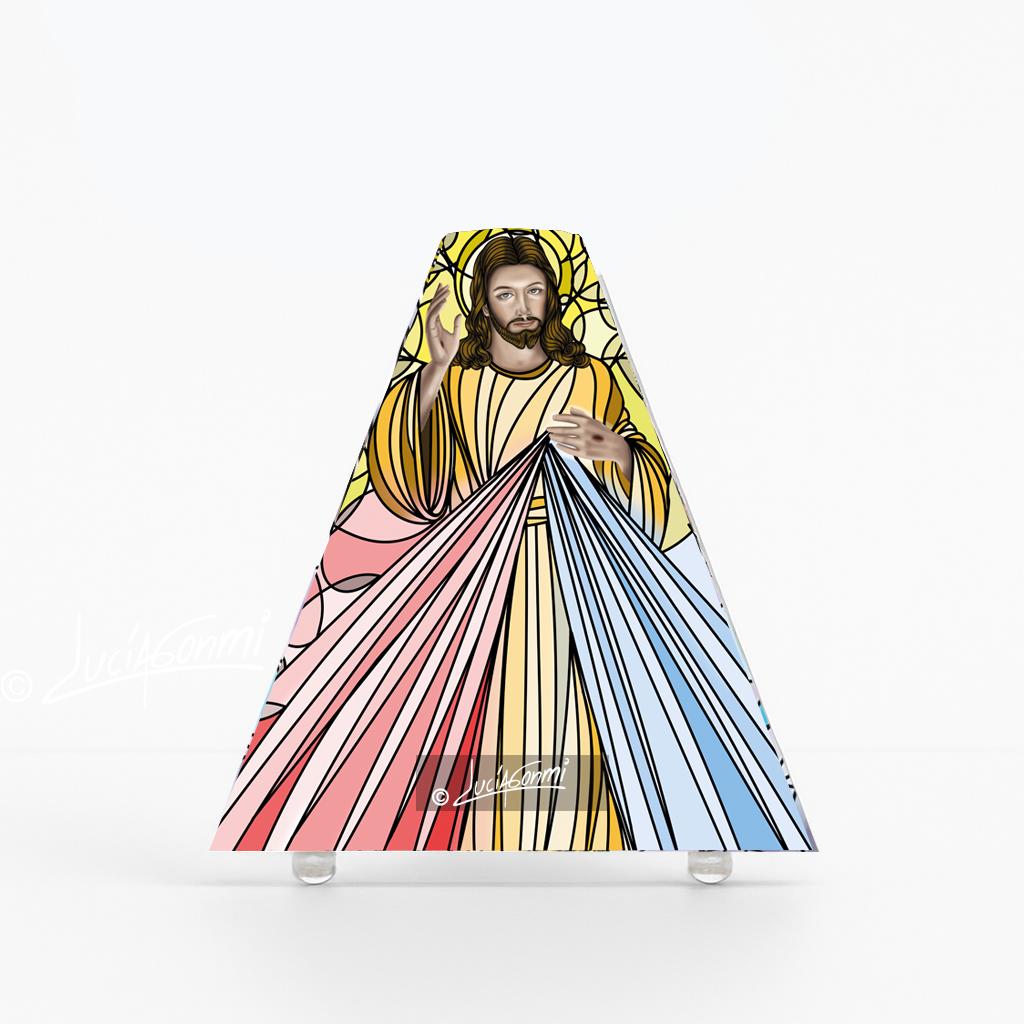 "Triángulo de Fe Jesús Misericordioso 3D – Divine Mercy faith triangle Catholic religious art"