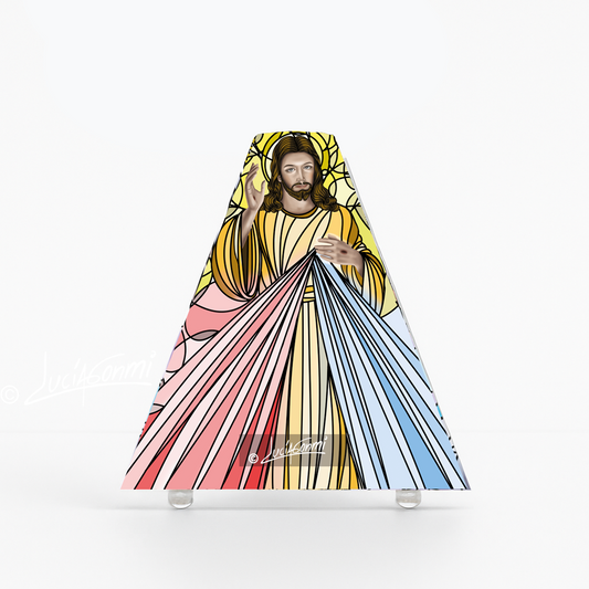 "Triángulo de Fe Jesús Misericordioso 3D – Divine Mercy faith triangle Catholic religious art"