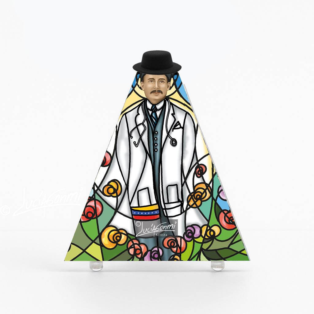 "Triángulo de Fe José Gregorio Hernández 3D – Saint José Gregorio faith triangle Catholic art"