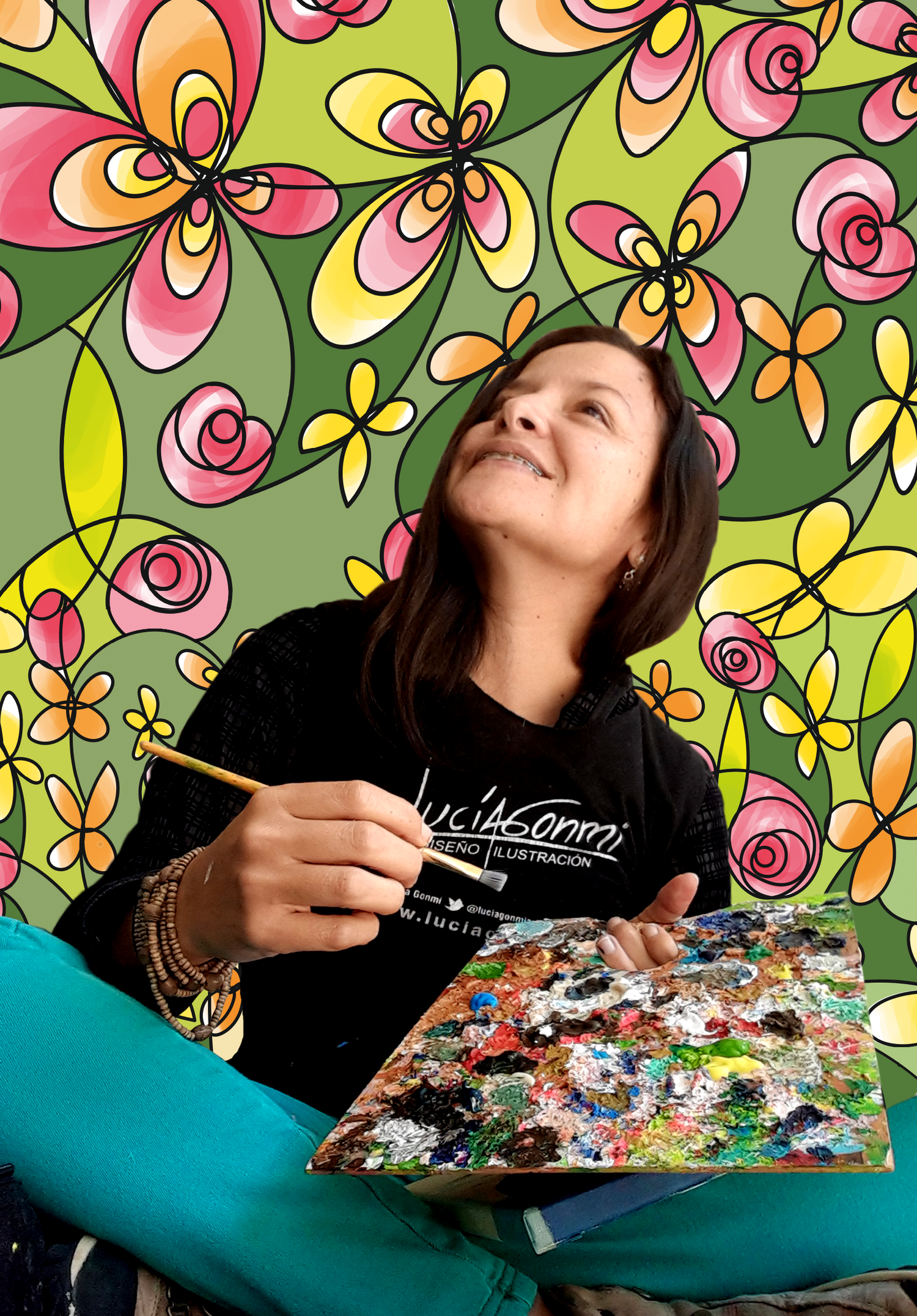 Lucía Gonmi artista de GonmiArt creando arte figurativo y devocional con estilo único | Lucía Gonmi artist of GonmiArt creating figurative and devotional art with unique style