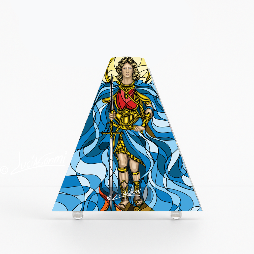 "Triángulo de Fe San Miguel Arcángel 3D – Saint Michael Archangel faith triangle Catholic protection art"