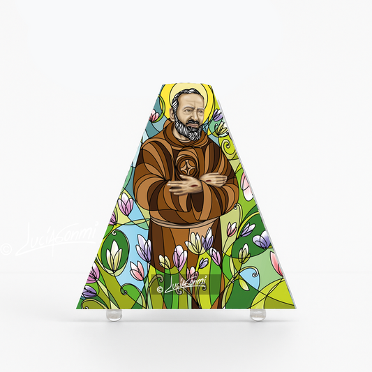 "Triángulo de Fe San Pío 3D – Saint Padre Pio faith triangle Catholic religious art"