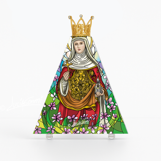 "Triángulo de Fe Santa Eduvigis 3D – Saint Hedwig faith triangle Catholic religious art"