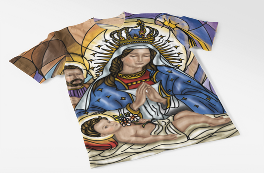 Our Lady of Altagracia T-Shirt product photo | Franela Virgen de Altagracia unisex XS-3XL – Catholic devotional apparel by Lucía Gonmi