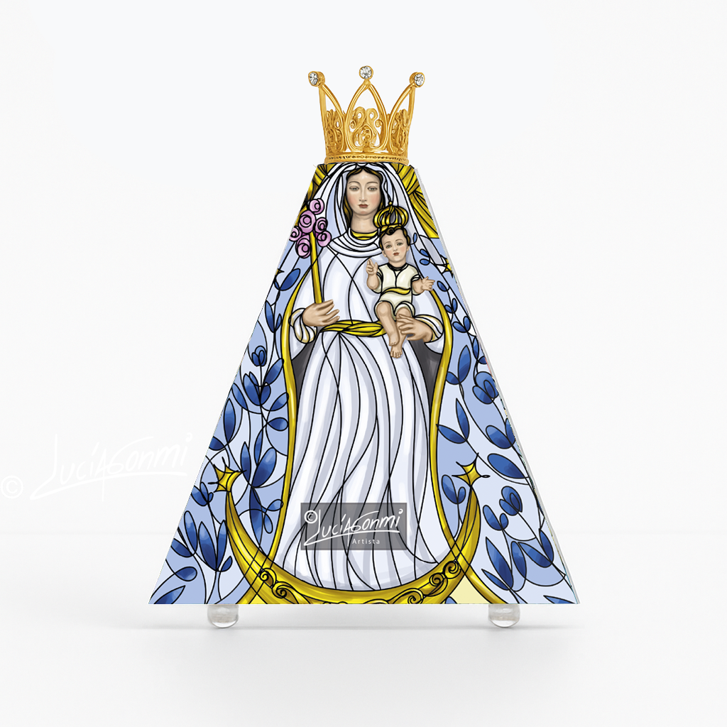 "Triángulo de Fe Virgen de la Candelaria 3D – Our Lady of Candelaria faith triangle Catholic religious art"