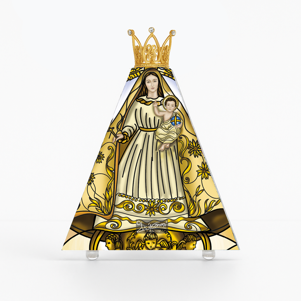 "Triángulo de Fe Virgen de la Caridad del Cobre 3D – Our Lady of Charity faith triangle Catholic devotional art"