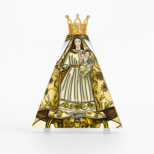 "Triángulo de Fe Virgen de la Caridad del Cobre 3D – Our Lady of Charity faith triangle Catholic devotional art"