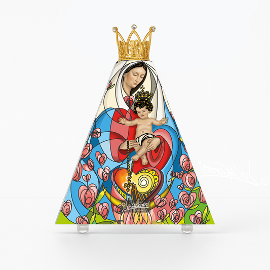 "Triángulo de Fe Virgen de Chiquinquirá 3D – Our Lady of Chiquinquirá faith triangle Catholic religious art"