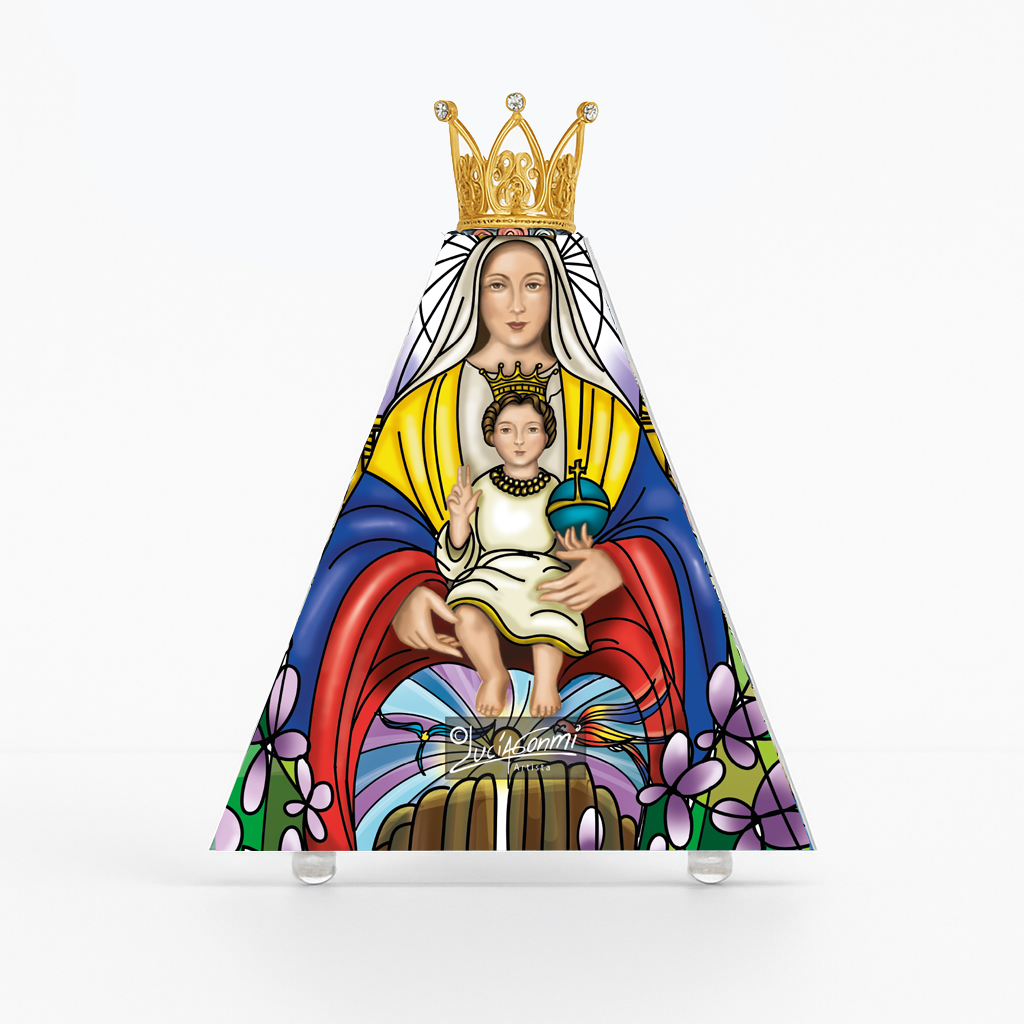 "Triángulo de Fe Virgen de Coromoto 3D – Our Lady of Coromoto faith triangle Catholic religious art"