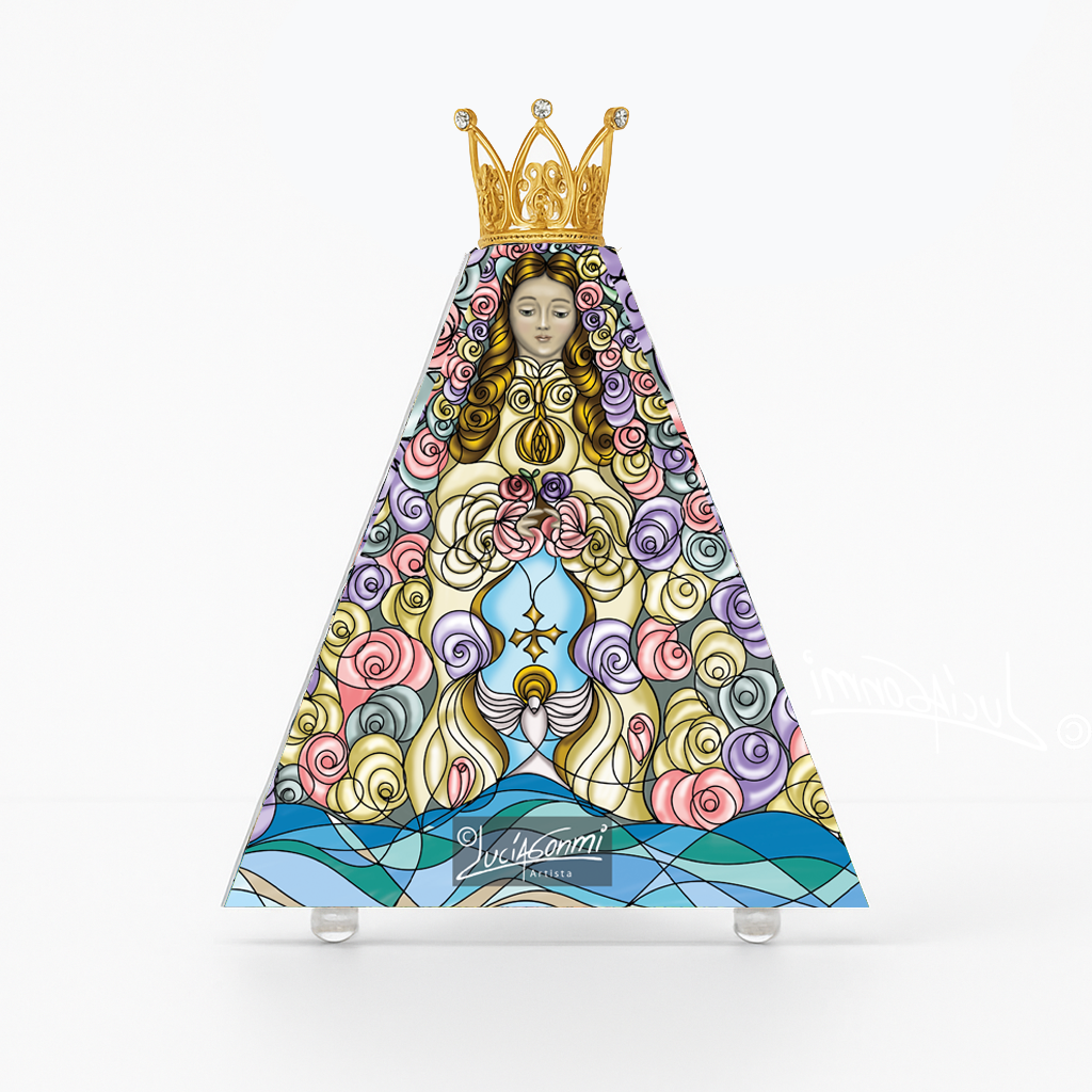 "Triángulo de Fe Virgen del Valle 3D – Our Lady of the Valley faith triangle Catholic religious art"
