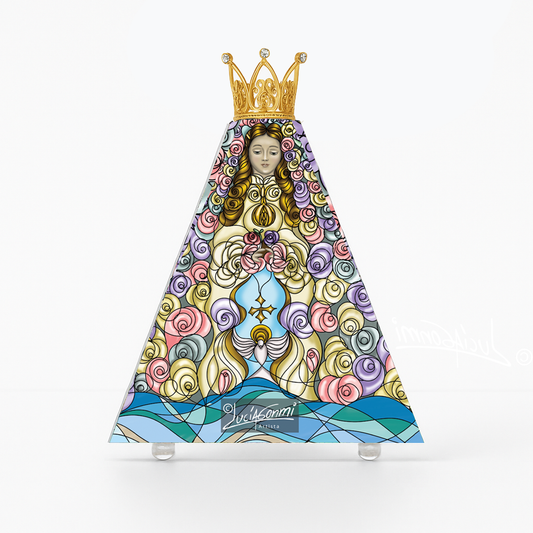 "Triángulo de Fe Virgen del Valle 3D – Our Lady of the Valley faith triangle Catholic religious art"