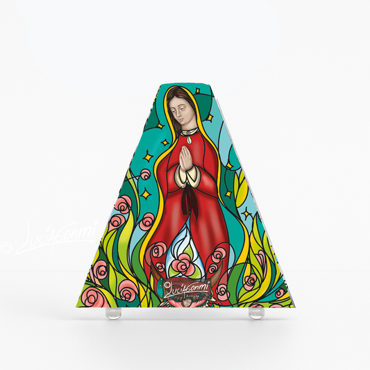 "Triángulo de Fe Virgen de Guadalupe 3D – Our Lady of Guadalupe faith triangle Catholic religious art"