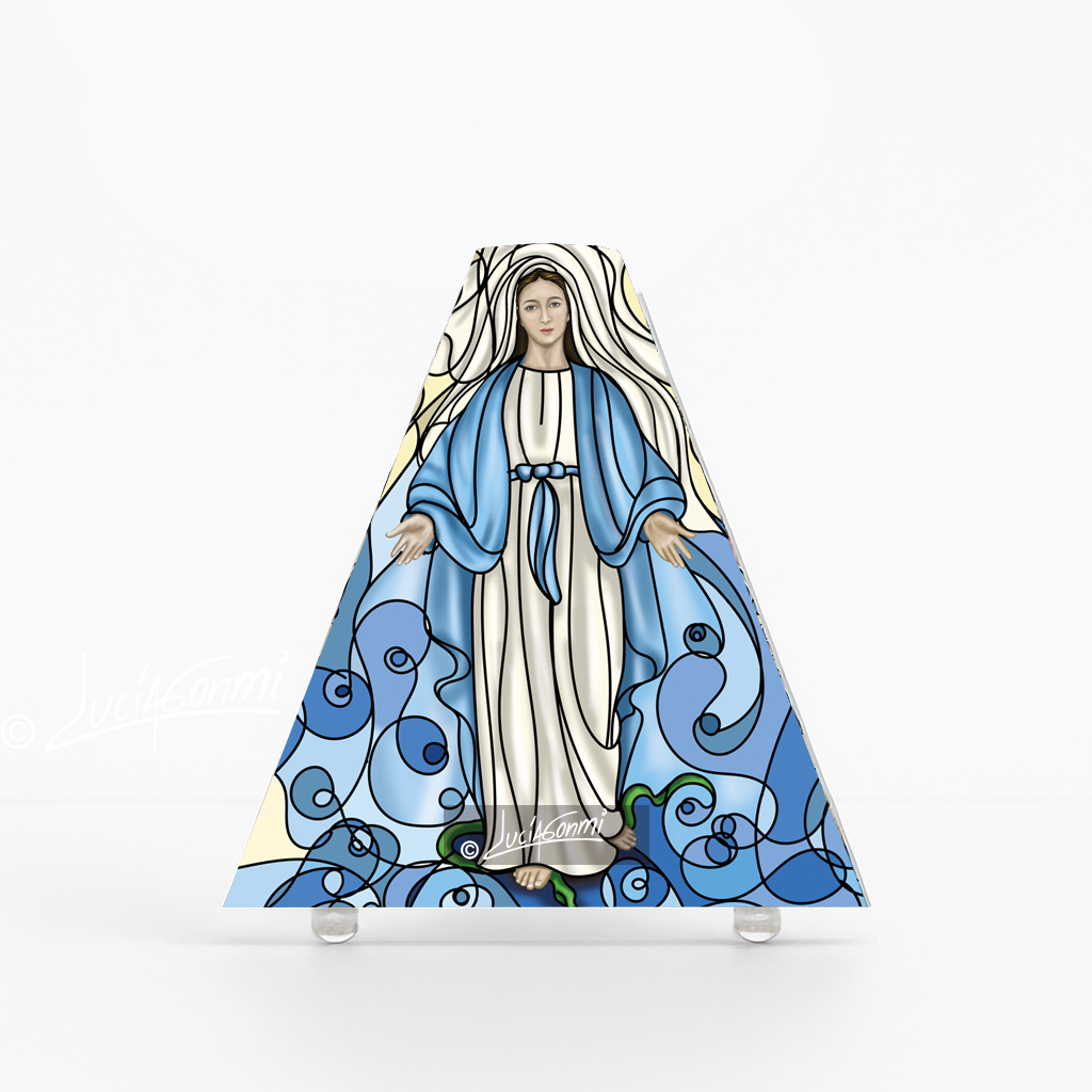 "Triángulo de Fe Virgen Milagrosa 3D – Miraculous Virgin faith triangle Catholic religious art"